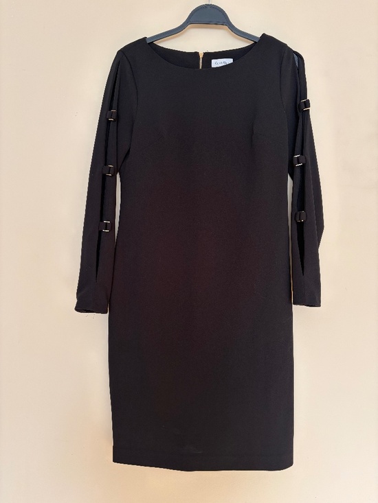 Calvin Klein Dresses & Skirts - Calvin Klein Black Sheath Dress Buckle Sleeve 10
